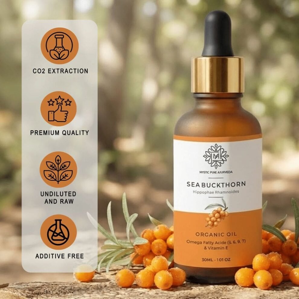 Mystic Pure Ayurvedaa Sea Buckthorn Face Oil for Skin Barrier Repair